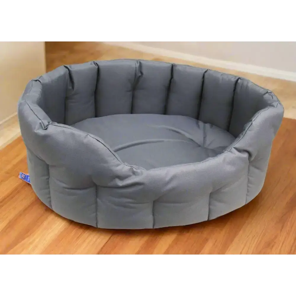 P&L Country Dog Tough Heavy Duty Oval High Sided Waterproof Dog Beds. Medium L61cm X W51cm X H22cm Grey Dog Beds