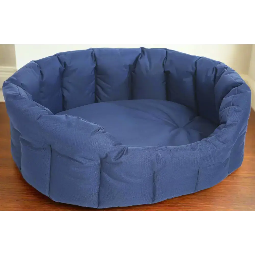 P&L Country Dog Tough Heavy Duty Oval High Sided Waterproof Dog Beds. Medium L61cm X W51cm X H22cm Blue Dog Beds