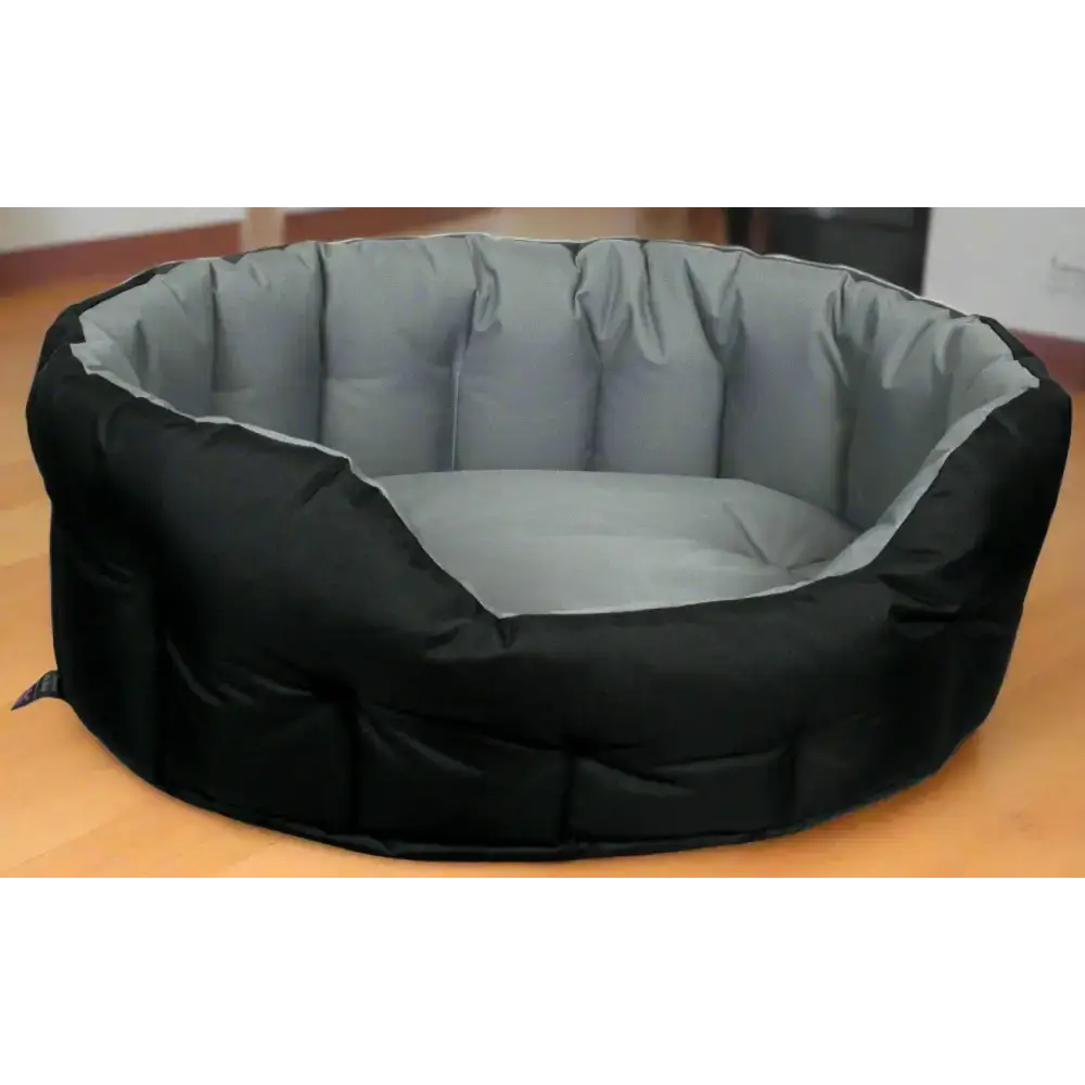 P&L Country Dog Tough Heavy Duty Oval High Sided Waterproof Dog Beds. Medium L61cm X W51cm X H22cm Black & Grey Dog Beds