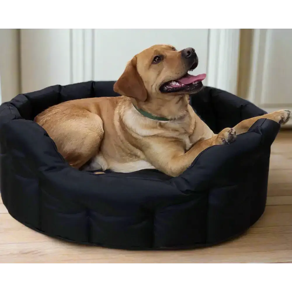 P&L Country Dog Tough Heavy Duty Oval High Sided Waterproof Dog Beds. Medium L61cm X W51cm X H22cm Black Dog Beds