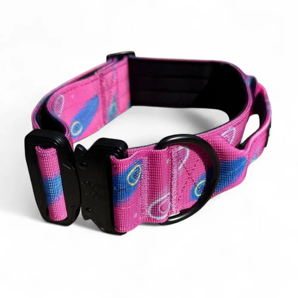 Peacock Power Tactical Dog Collar with Handle Large Pet Collars & Harnesses