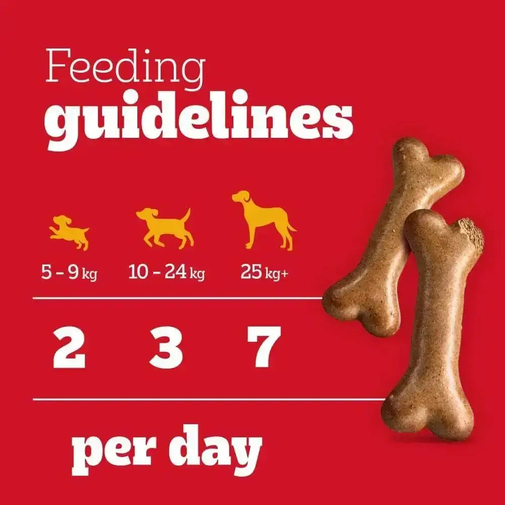 Two brown bone-shaped pedigree dog treats gravy bones with textured surface perfect for tasty snacks