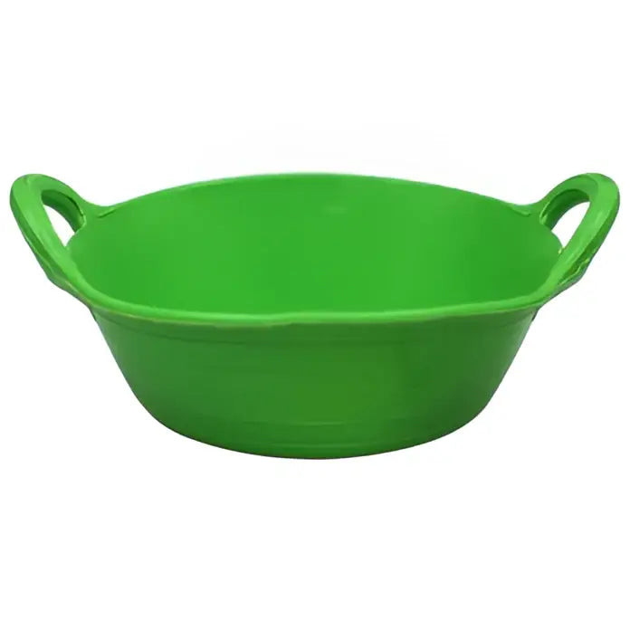 Bright green perry equestrian biodegradable eco-skip feeder made of natural virgin rubber with two looped handles