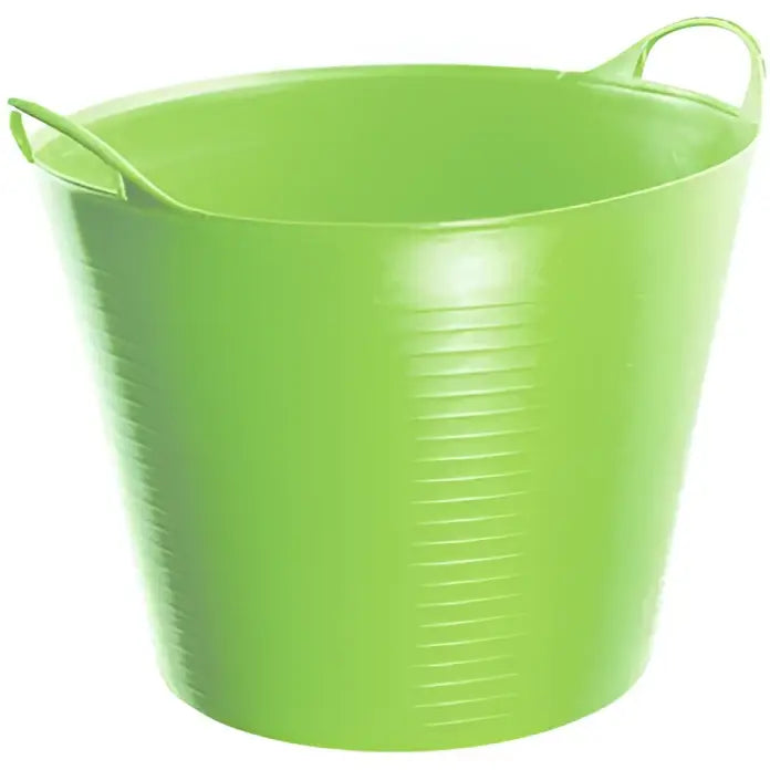 Bright green ribbed plastic perry equestrian flexi-fill flexible tubs trugs with two looped handles frost proof