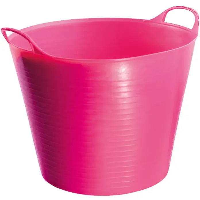 Bright pink perry equestrian flexi-fill flexible tubs trugs with two looped handles frost proof and 42 litre capacity