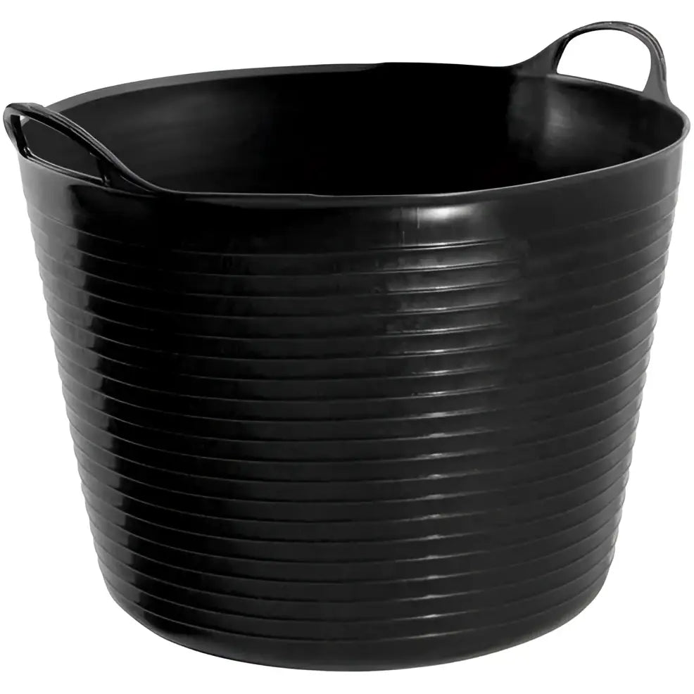 Black ribbed perry equestrian flexi-fill plastic flexible tubs trugs with two handles frost proof 42 litre capacity