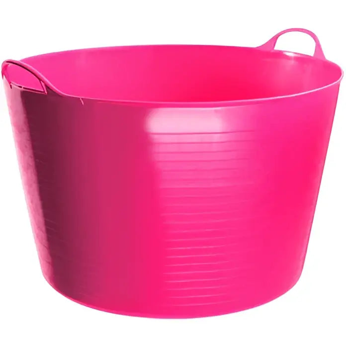 Bright pink perry equestrian flexible tubs trugs 60 litre plastic storage tub with integrated handles and frost proof design