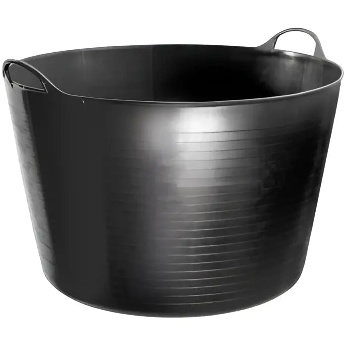 Black perry equestrian flexible tubs trugs with ribbed sides and looped handles frost proof utility tub 60 litre
