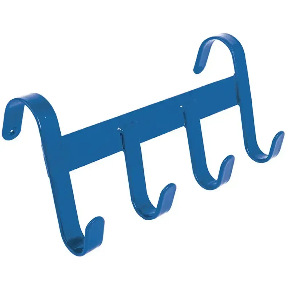Blue metal heavy duty perry equestrian handy hanger over the door hook rack with four curved hooks