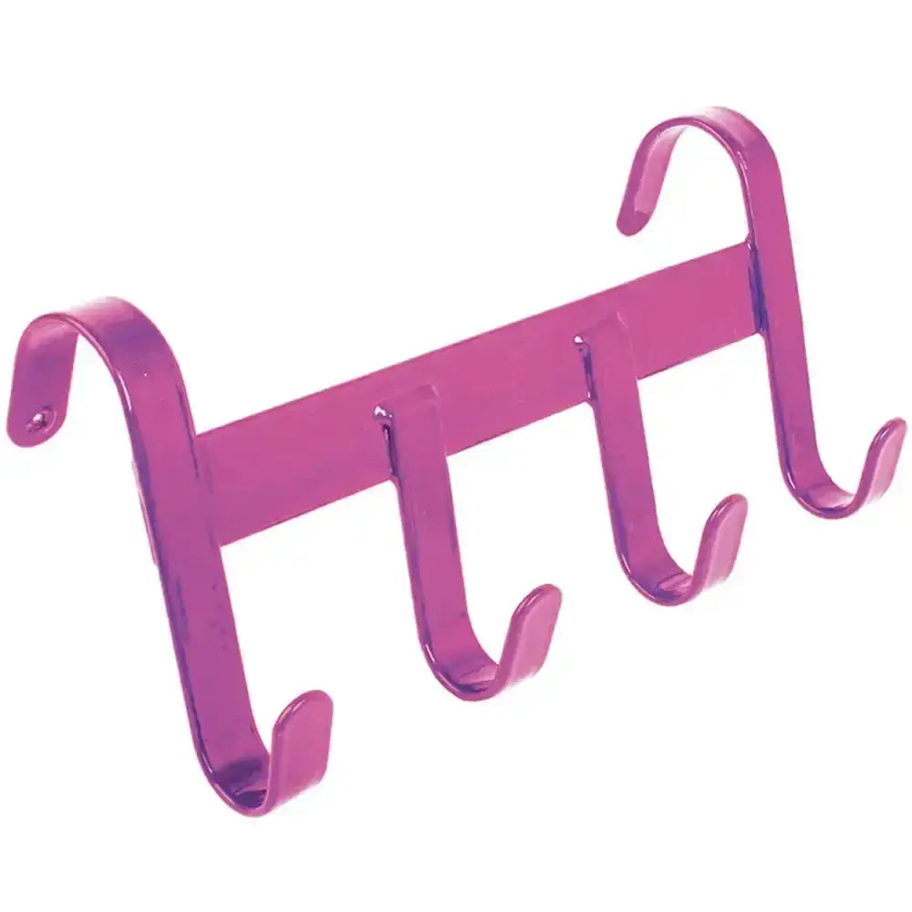 Purple metallic heavy duty perry equestrian handy hanger over the door rack with four curved hooks for easy hanging