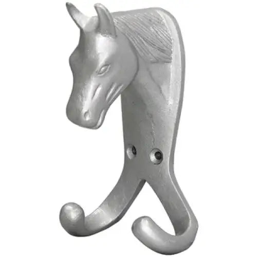 Perry Equestrian Horse Head Double Stable / Wall Hook No.5372 Silver Stable Hooks