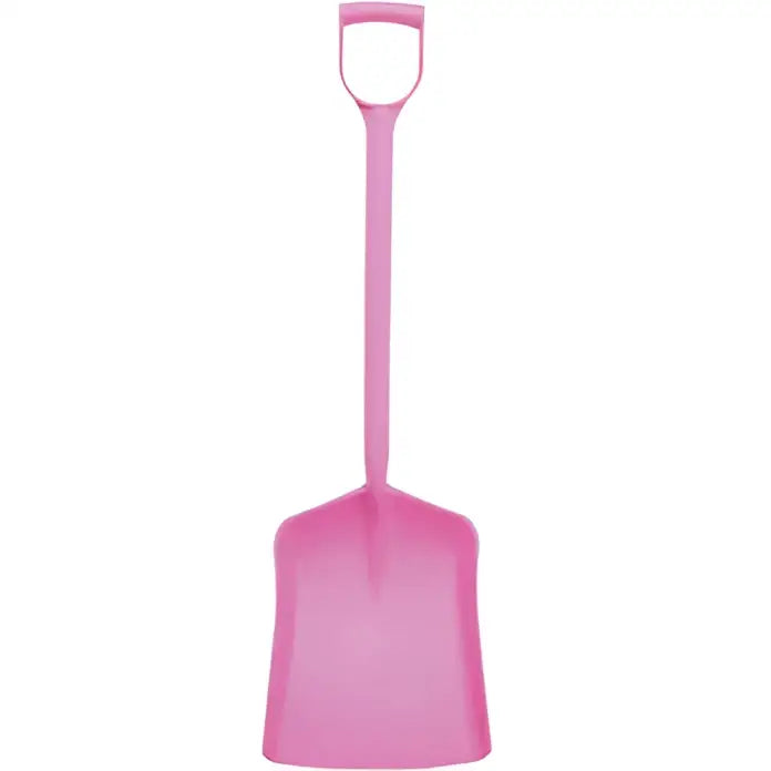 Pink perry equestrian one piece moulded polypropylene shovel with handle and curved blade for easy digging