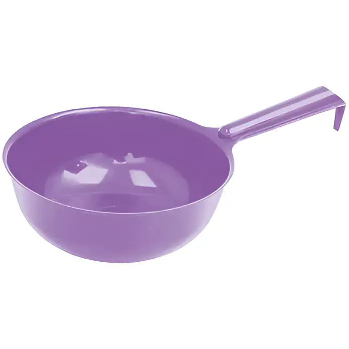 Purple perry equestrian plastic feed and water bowl scoop with curved handle for easy use