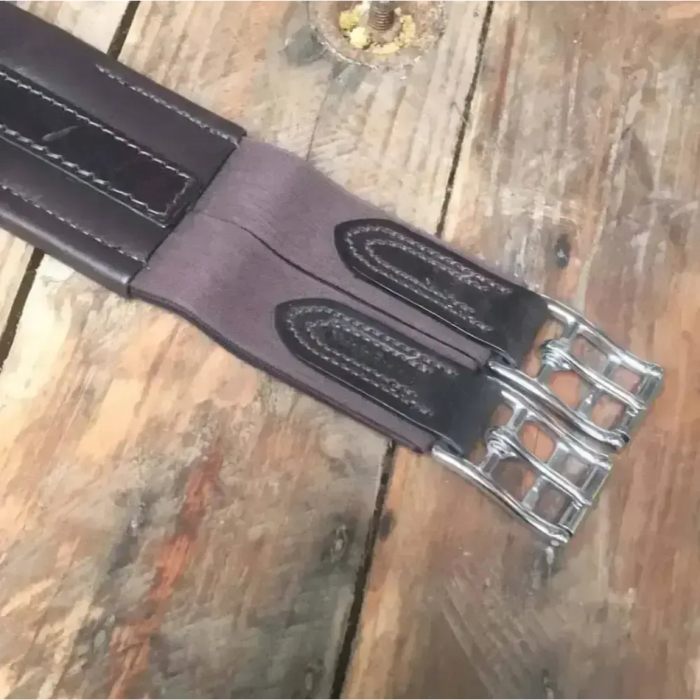 Plain Atherston Elasticated Leather Girths Black 50" / 125 cm Girths