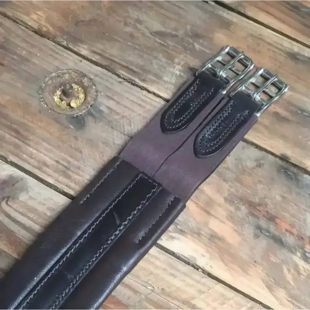 Plain Atherston Elasticated Leather Girths Black 50" / 125 cm Girths