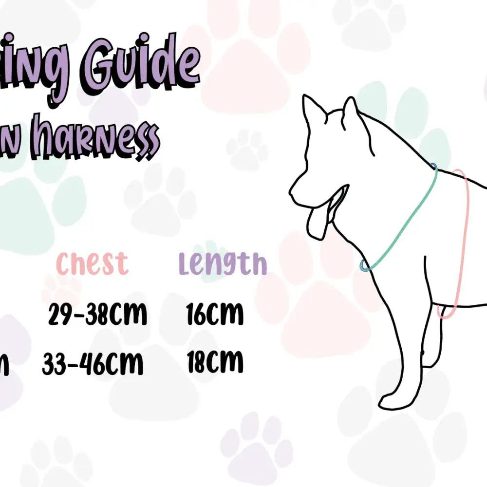 Power peacock step-in adjustable small dog harness size chart with chest options 29-38cm and 33-46cm for puppies