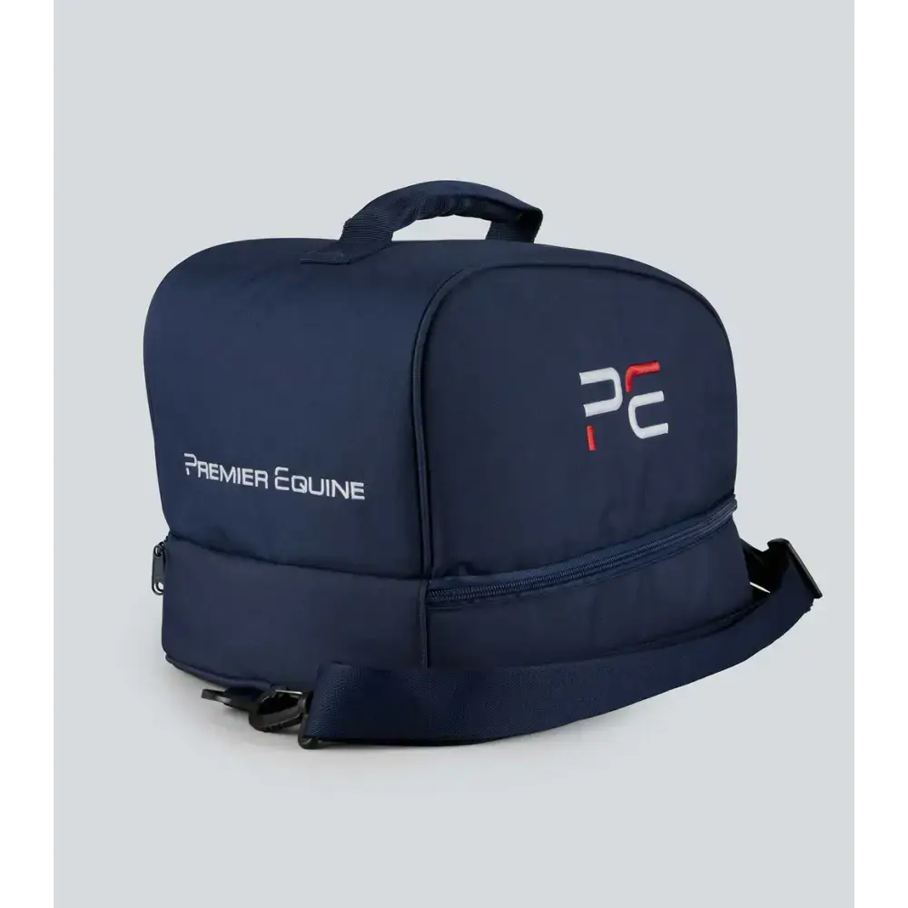 Premier Equine PE Team Helmet Bag Navy Adjustable Riding Hats