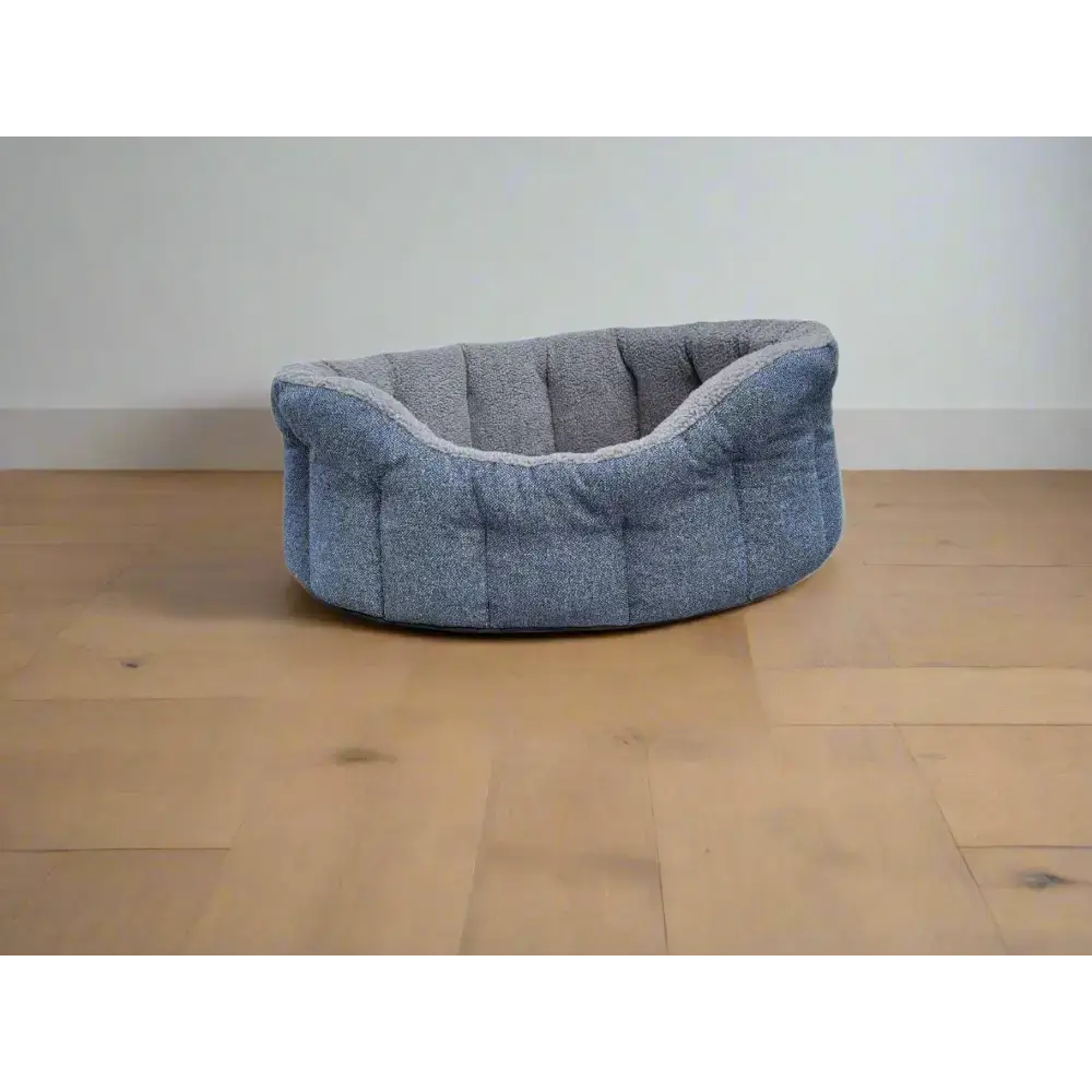 Premium Orkney Tweed Fleece Lined Bolster Beds Blue Intermediate Dog Beds