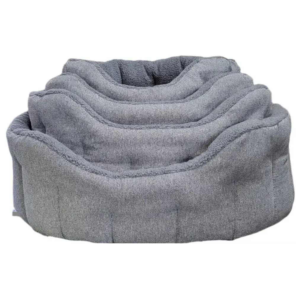 Premium Orkney Tweed Fleece Lined Bolster Beds Gray Intermediate Dog Beds
