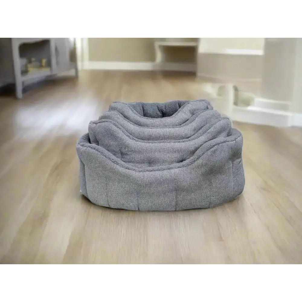 Premium Orkney Tweed Fleece Lined Bolster Beds Gray Intermediate Dog Beds