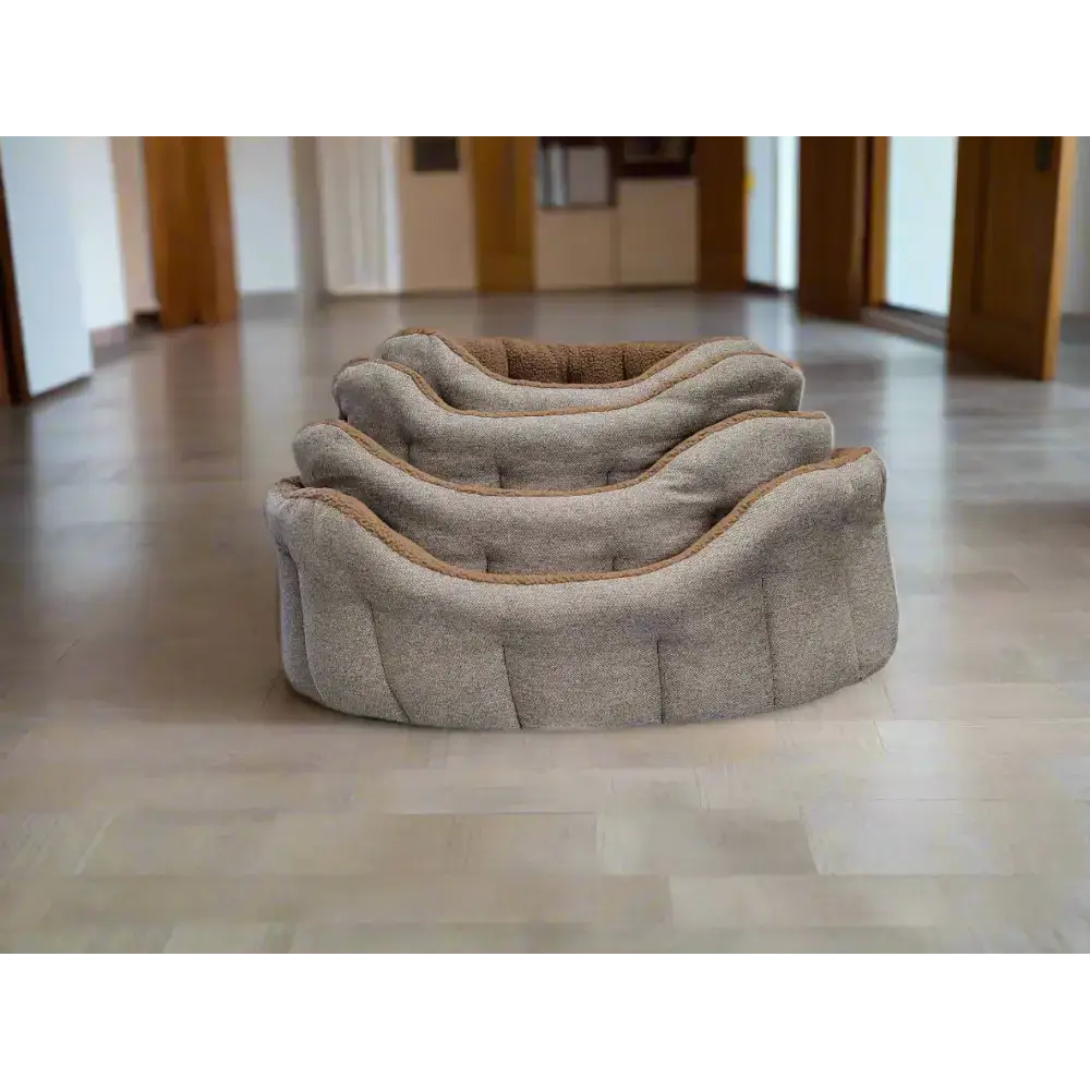 Premium Orkney Tweed Fleece Lined Bolster Beds Gray Intermediate Dog Beds
