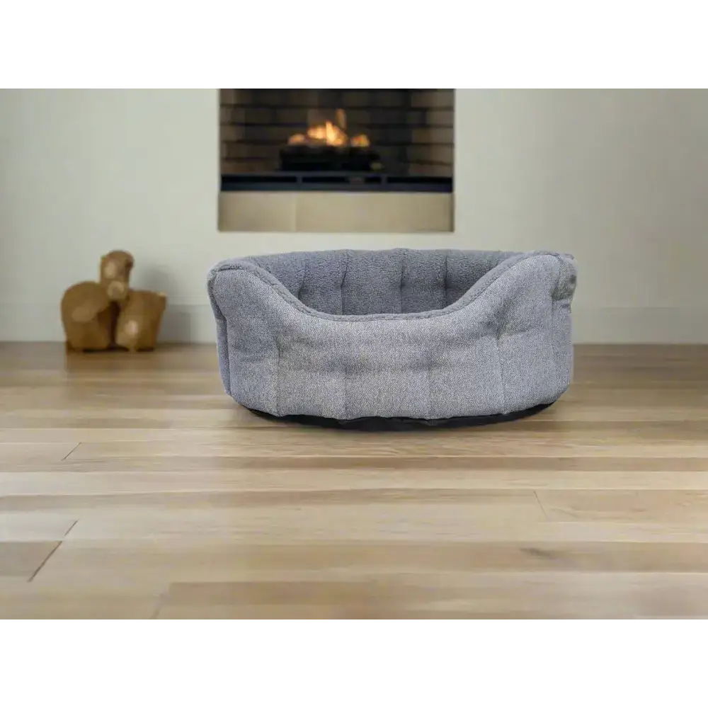 Premium Orkney Tweed Fleece Lined Bolster Beds Gray Intermediate Dog Beds