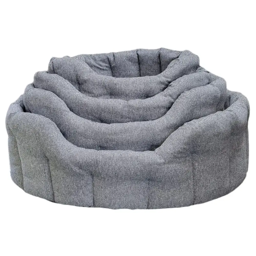 Premium Orkney Tweed Oval Beds Blue Intermediate Dog Beds