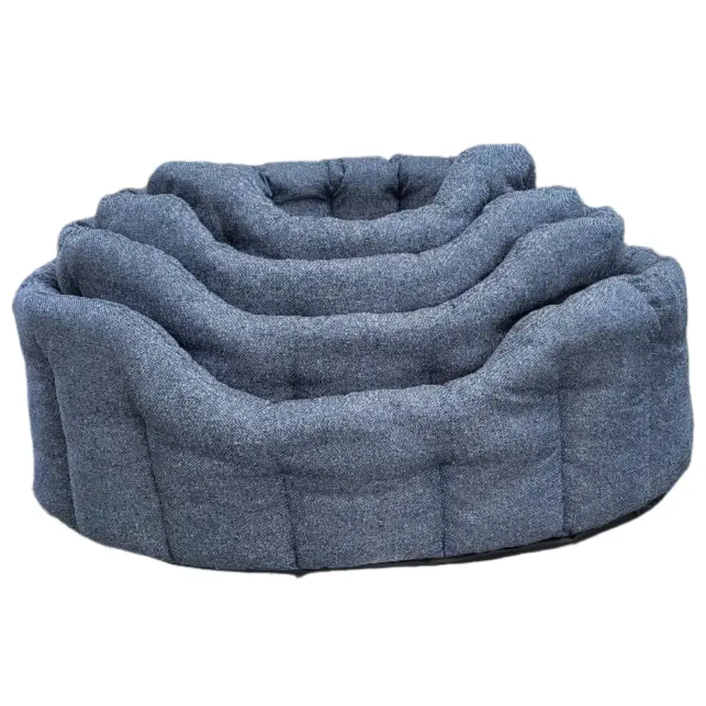 Premium Orkney Tweed Oval Beds Blue Intermediate Dog Beds