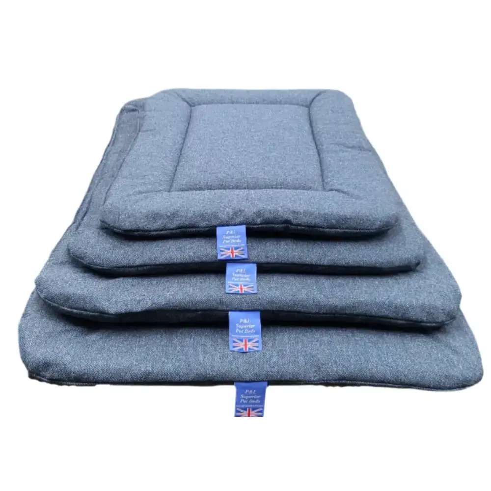 Premium Orkney Tweed Rectangular Pads By P&L Country Dog Beds Blue Medium Dog Beds