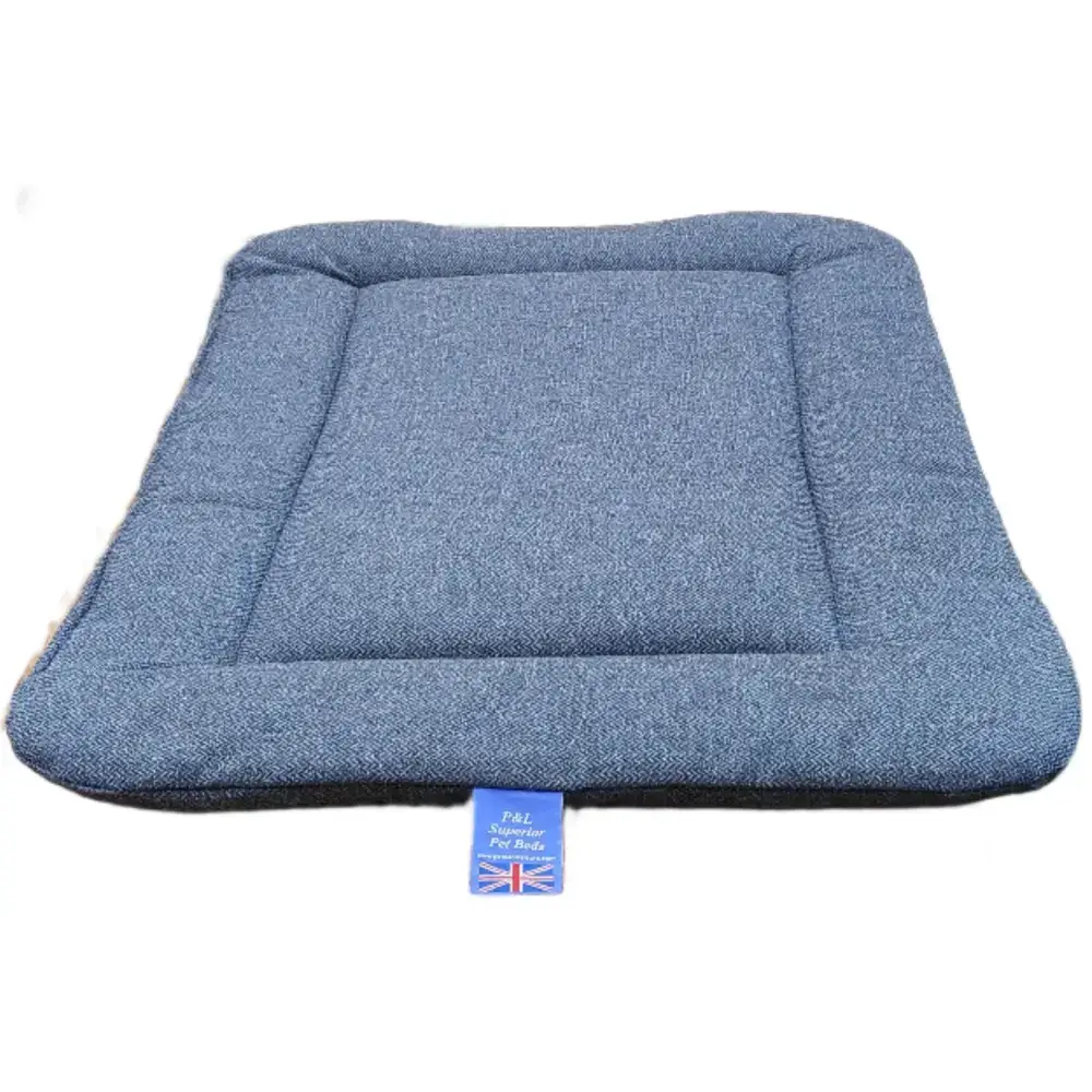 Premium Orkney Tweed Rectangular Pads By P&L Country Dog Beds Blue Medium Dog Beds