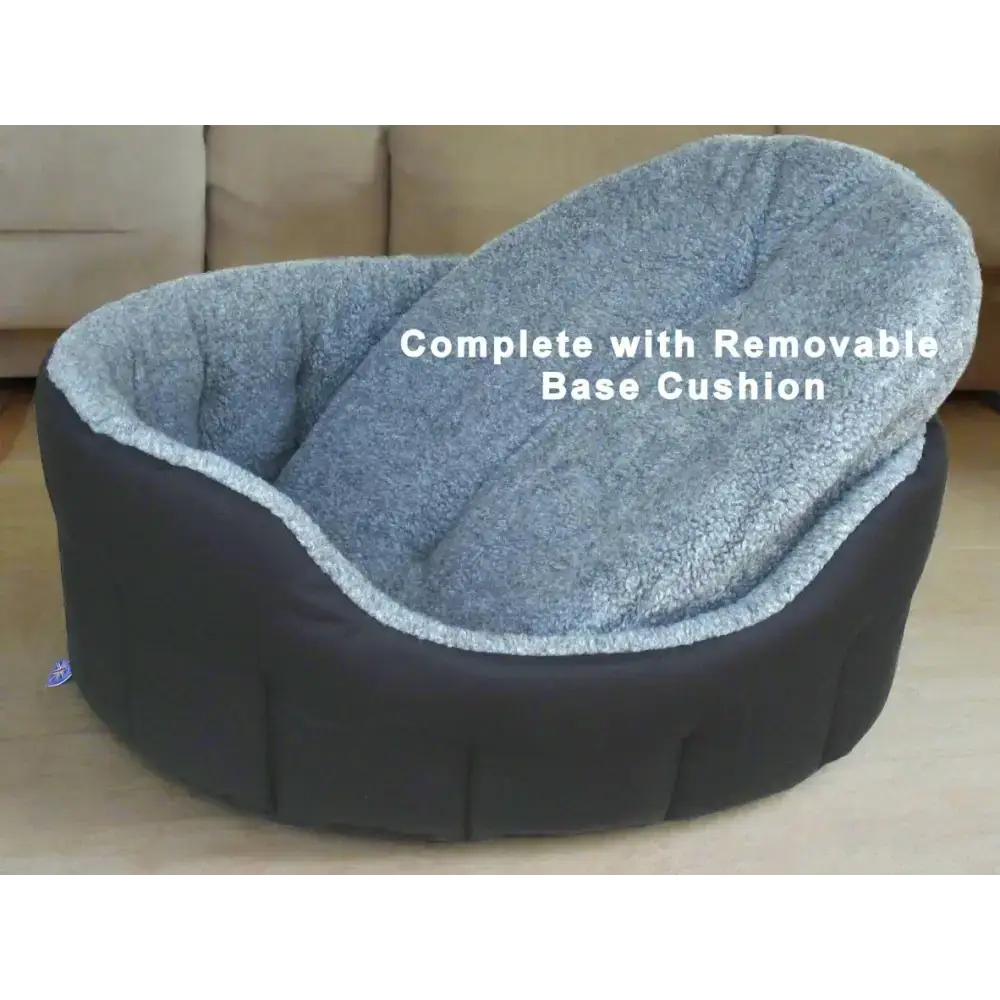 Premium Oval Bolster Style Heavy Duty Fleece Lined Machine Washable Dog Bed Intermediate L51cm X W41cm X H20cm Green with Mushroom Fleece Lining Dog Beds