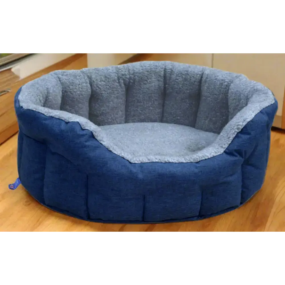 Premium Oval Bolster Style Heavy Duty Fleece Lined Machine Washable Dog Bed Intermediate L51cm X W41cm X H20cm Green with Mushroom Fleece Lining Dog Beds