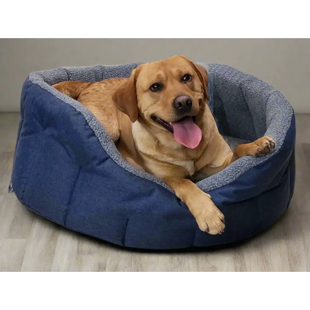 Premium Oval Bolster Style Heavy Duty Fleece Lined Machine Washable Dog Bed