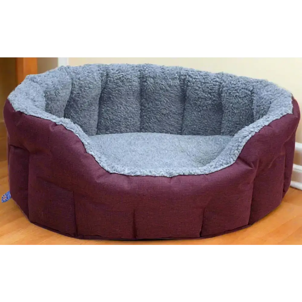Premium Oval Bolster Style Heavy Duty Fleece Lined Machine Washable Dog Bed Intermediate L51cm X W41cm X H20cm Green with Mushroom Fleece Lining Dog Beds