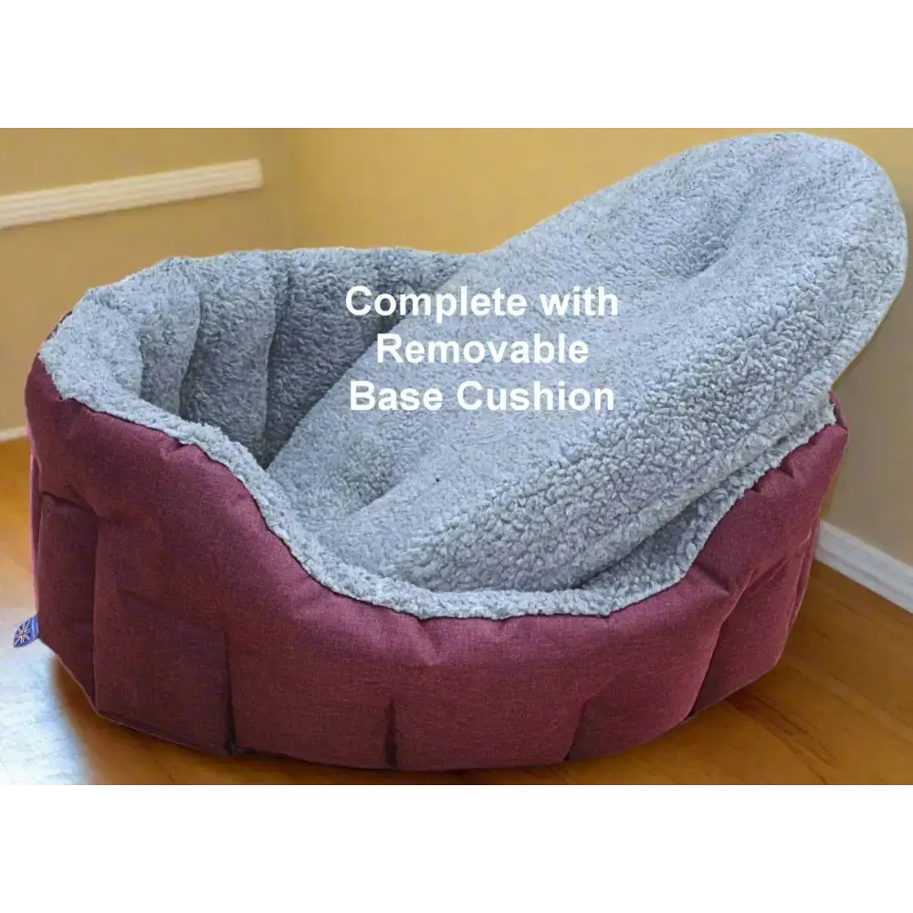 Premium Oval Bolster Style Heavy Duty Fleece Lined Machine Washable Dog Bed Intermediate L51cm X W41cm X H20cm Green with Mushroom Fleece Lining Dog Beds