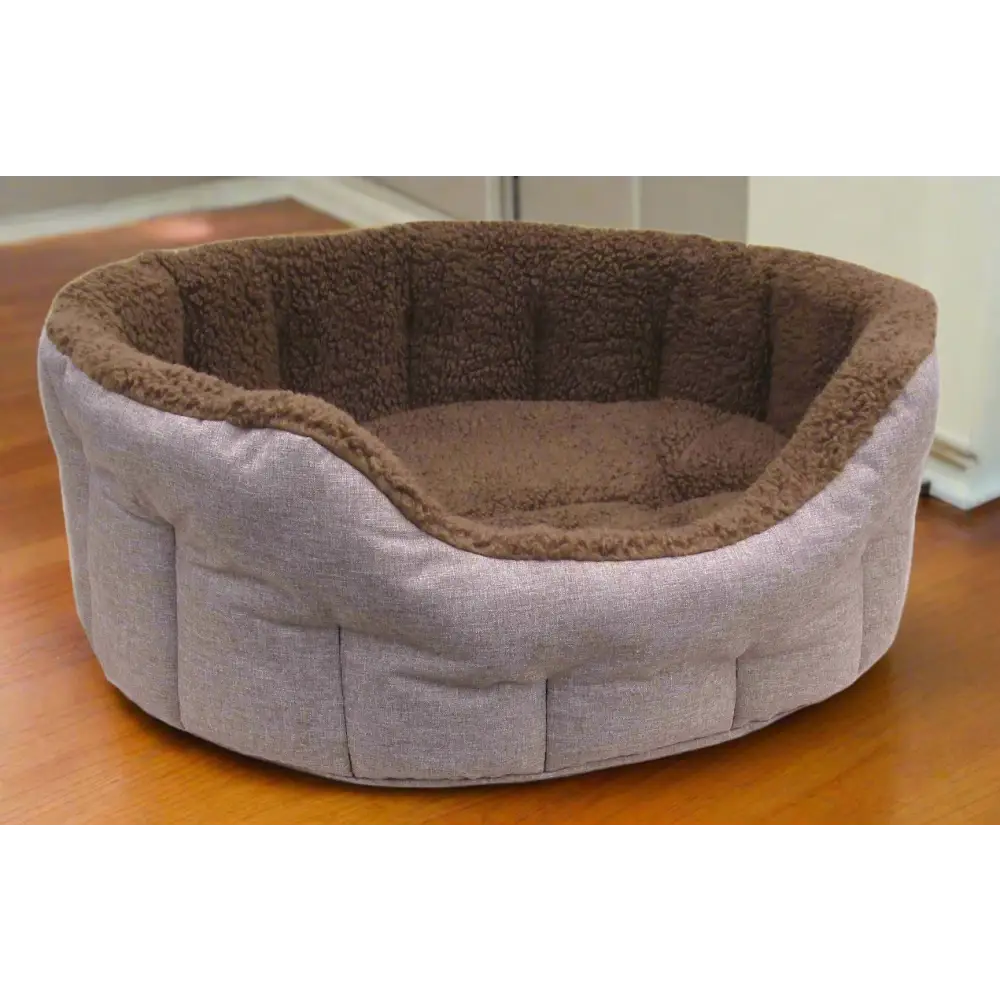 Premium Oval Bolster Style Heavy Duty Fleece Lined Machine Washable Dog Bed