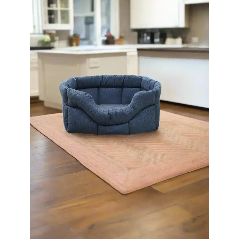 Premium Rectangular High Sided Orkney Tweed Beds Blue Medium Dog Beds