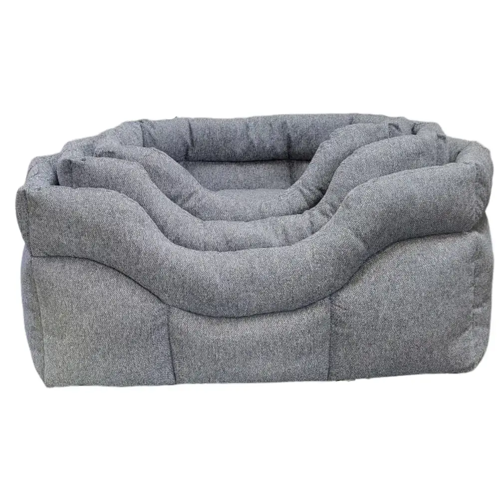 Premium Rectangular High Sided Orkney Tweed Beds Green Medium Dog Beds