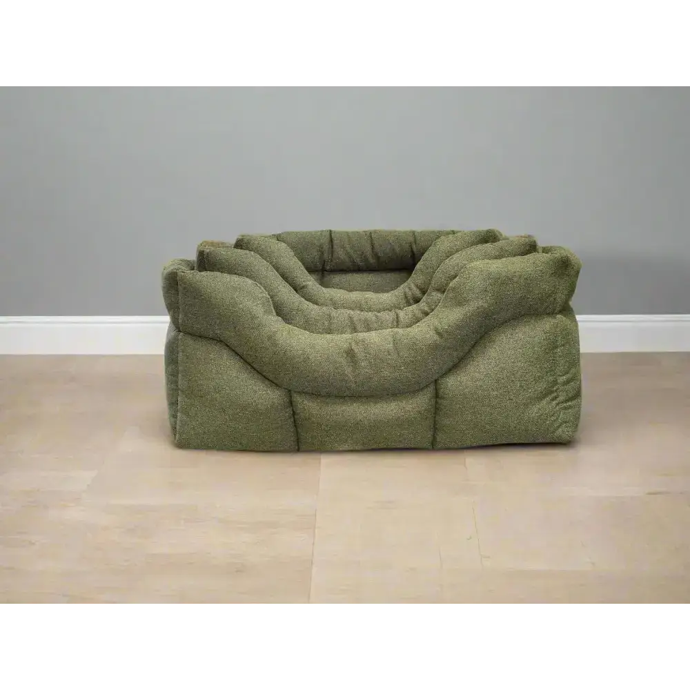 Premium Rectangular High Sided Orkney Tweed Beds Green Medium Dog Beds