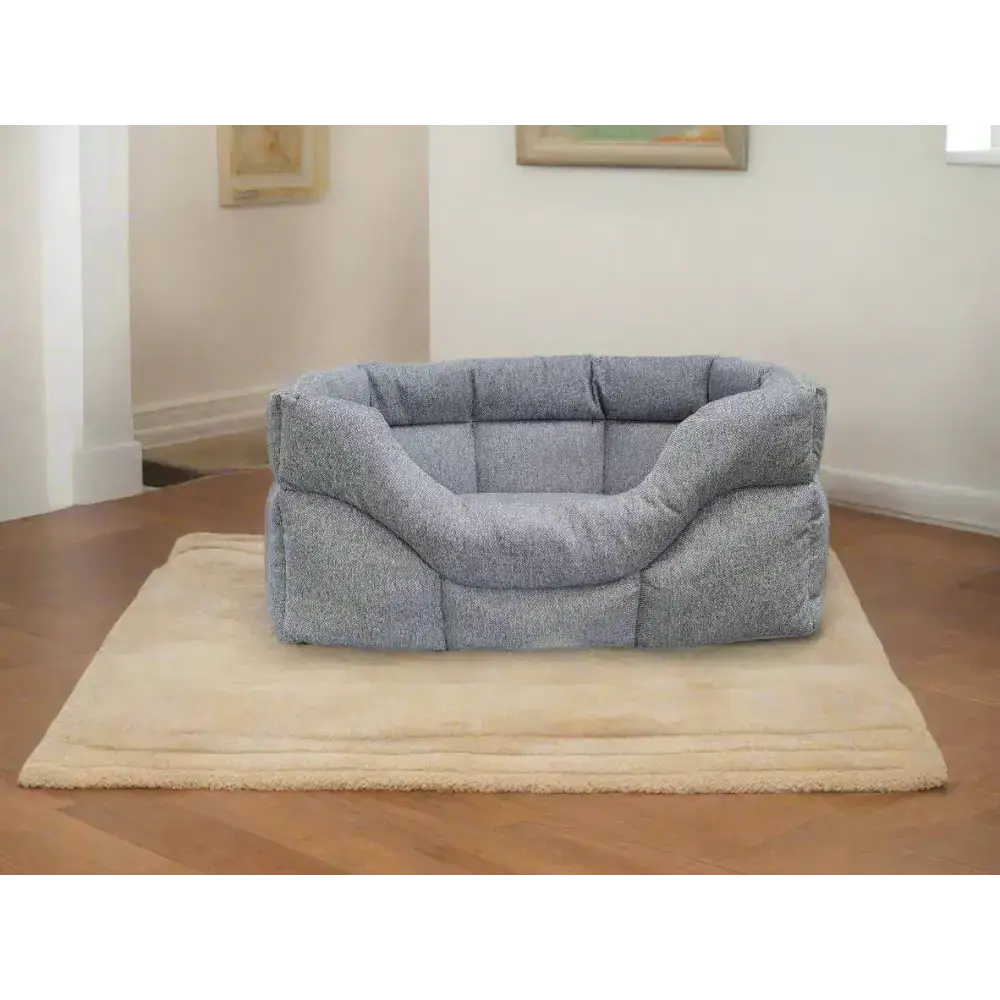 Premium Rectangular High Sided Orkney Tweed Beds Gray Medium Dog Beds