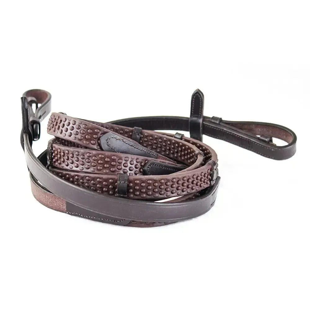 Pro Grip Eventer Reins Havana With Stoppers 48 Reins