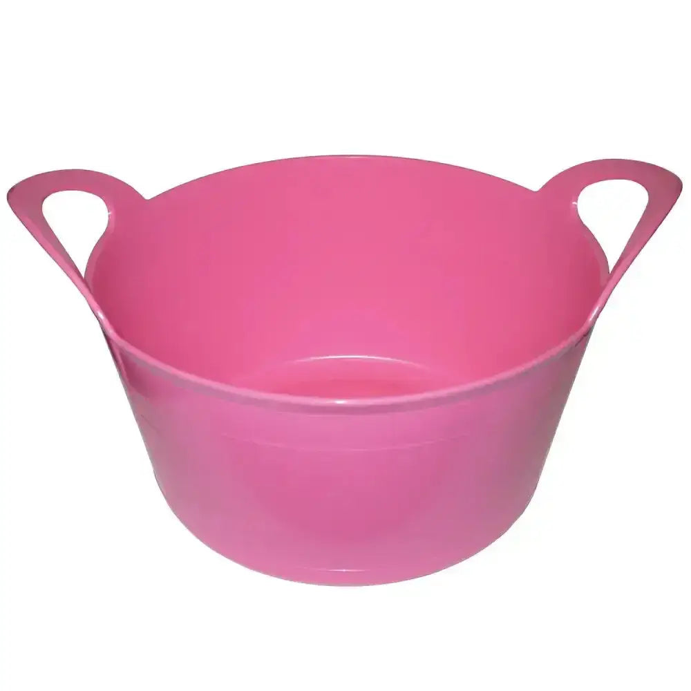 Pink plastic prostable flexi feed skip 12 lt utility bucket with two looped handles for versatile feed skip use