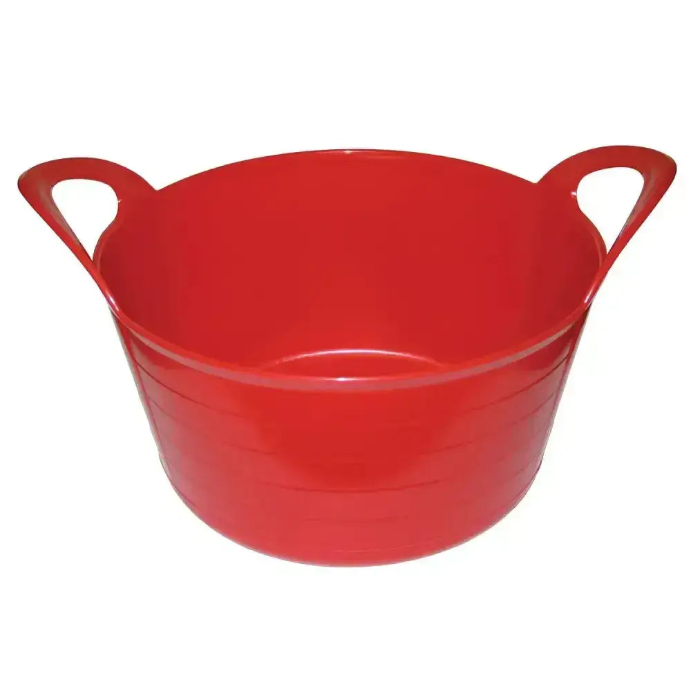 Red plastic prostable flexi feed skip 12 lt with two integrated handles versatile feed skip for easy carrying