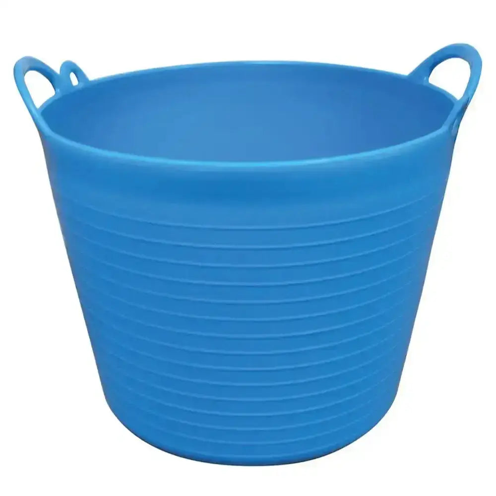 Bright blue ribbed plastic prostable flexi feed tub with integrated handles versatile feed skip 26 lt capacity
