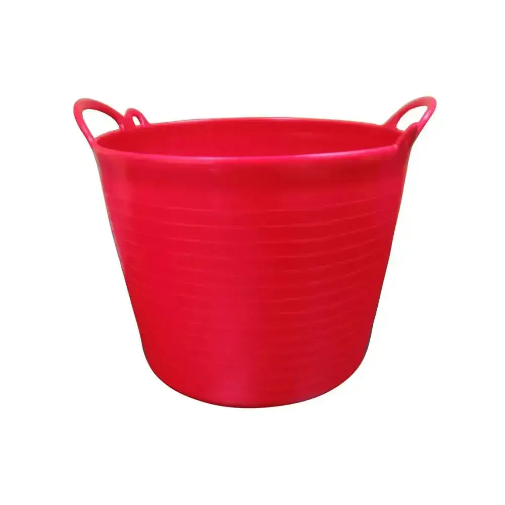 Bright red plastic prostable flexi feed tub 26 lt with two looped handles for versatile feed skip use