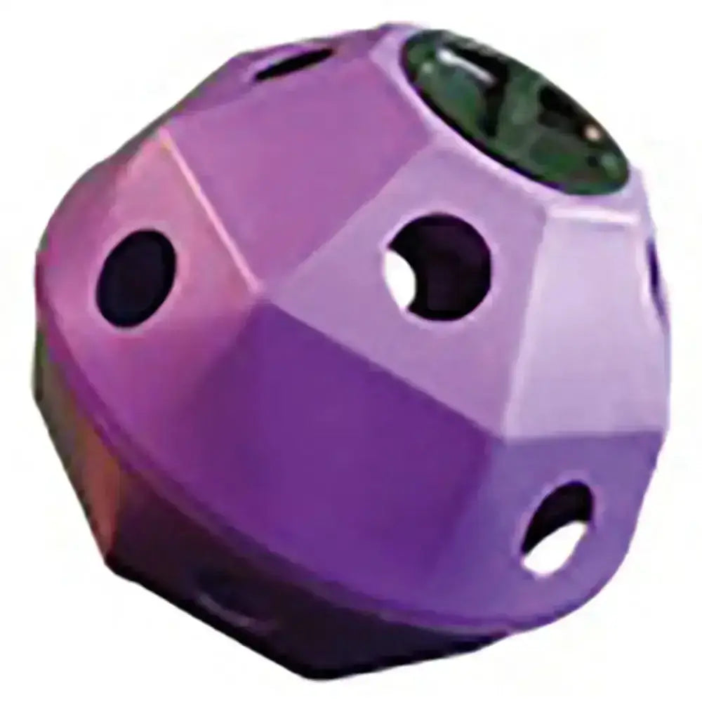 Purple geometric prostable hayball small hay feeder with 5cm diameter holes and green gemstone accent