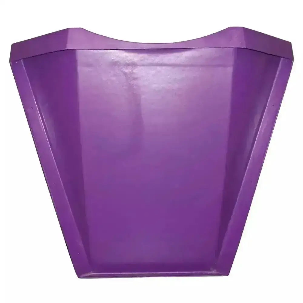 Purple geometric planter with glossy finish and angular design shown with prostable hayfeeder hay bar for feeding hay