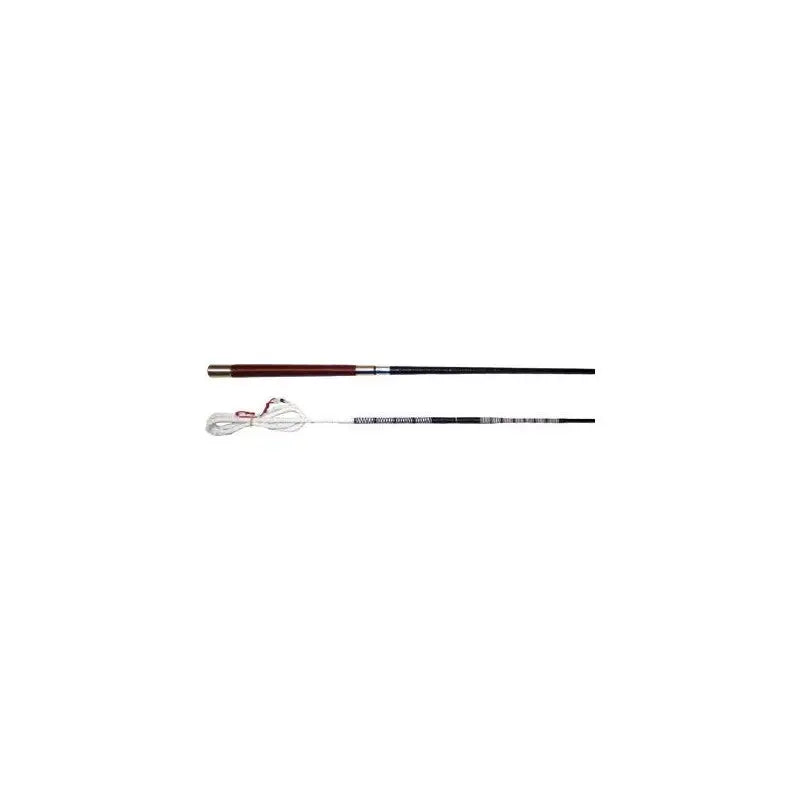 Black and wood-handled r411 driving whip with silver ferrule perfect for mactack driving whip use