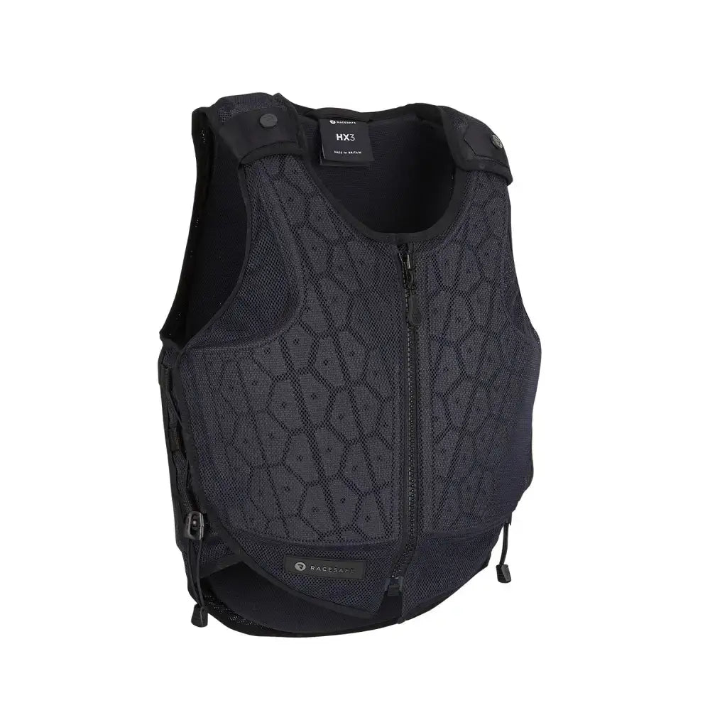 Black racesafe hx3 body protector young rider with hexagonal mesh and reinforced padding for extra protection