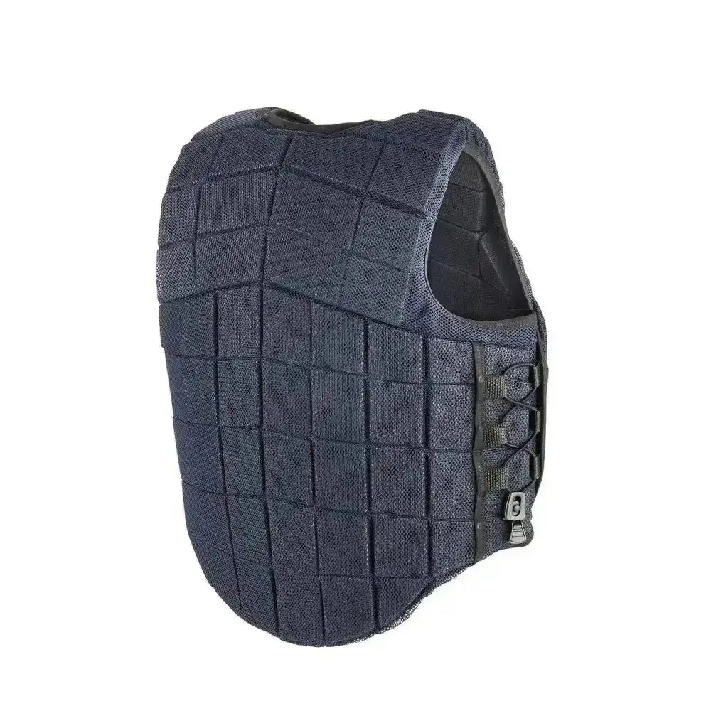 Black racesafe motion youth body protector vest with padded grid and adjustable straps using innovative multi foam technology